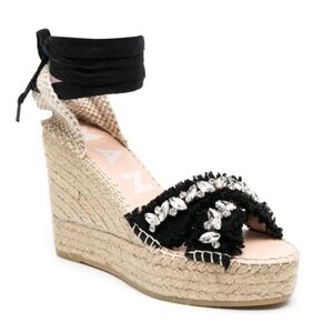 Manebi 110 MM Crystal Embellished Wedge Espadrilles EU 40 NEW